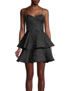 ML MONIQUE LHUILLIER Jacquard Tiered Mini Dress